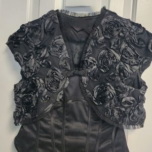 White House Black Market Black Strapless Dress (12) With Bolero size large